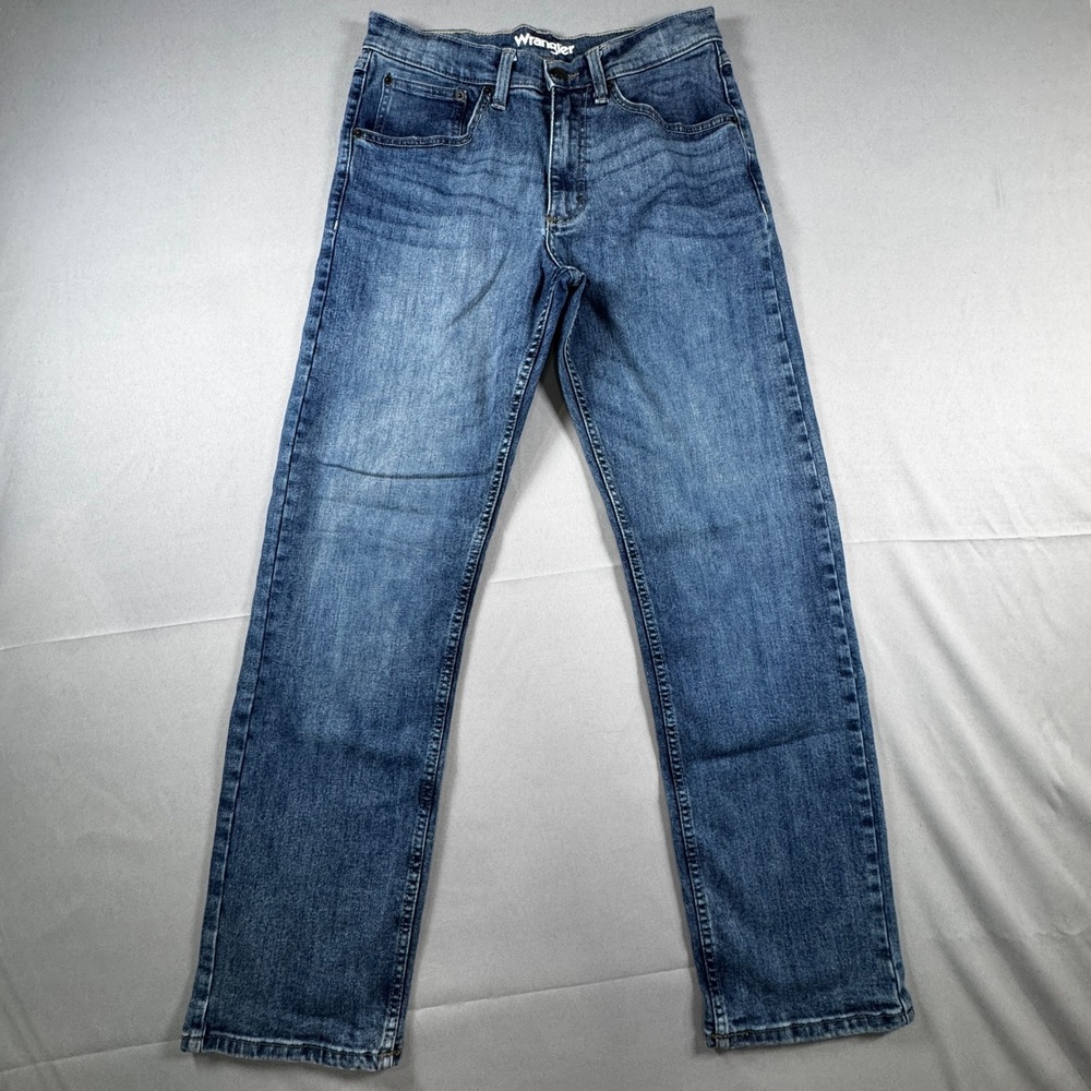 Wrangler Boys Regular Fit Straight Leg Jeans Medium Wash Blue Kid Everyday Denim
